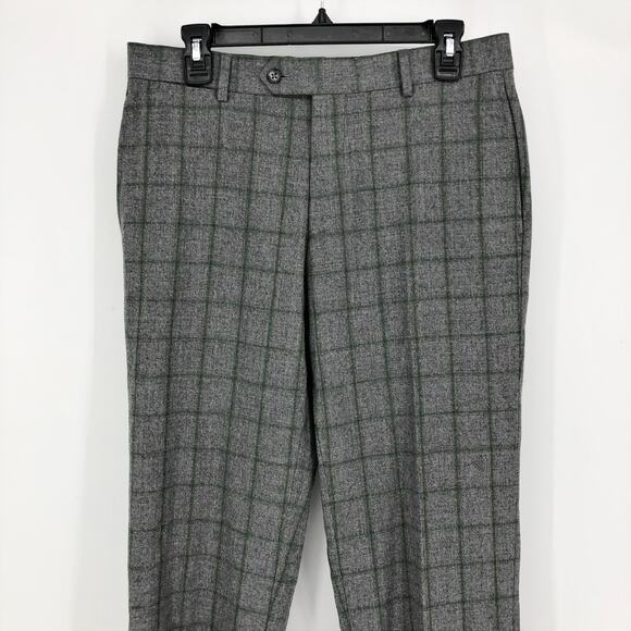 ENGLISH LAUNDRY Men's Suit Dress Pants 38R Grey Slim Fit Wool Windowpane NWOT - Picture 4 of 11